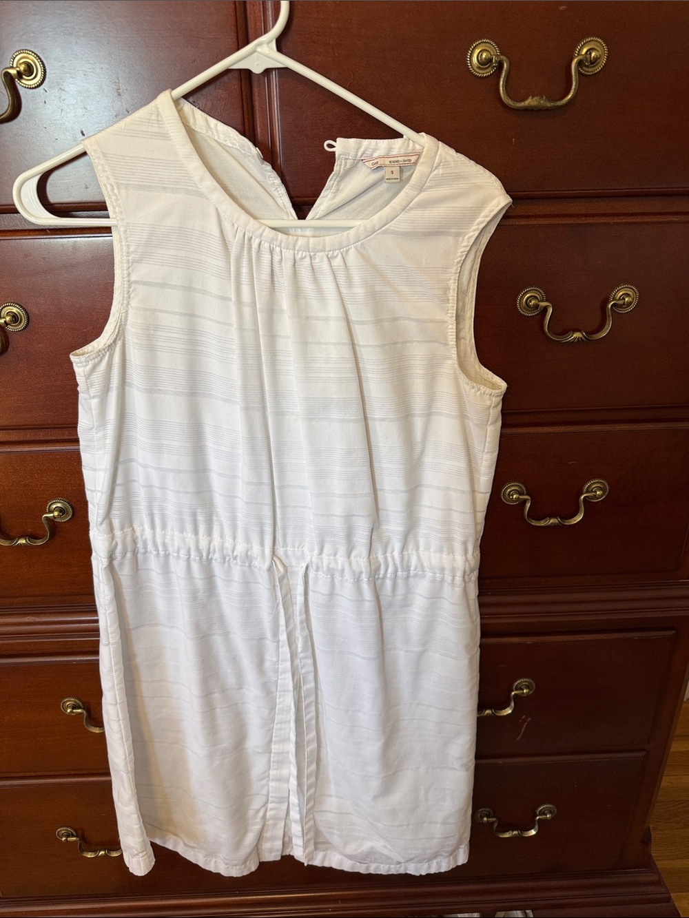 GAP White Sleeveless Drawstring Waist Dress size S